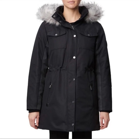 NWT Nordstrom’s RAINFOREST Oxford Nylon Fur Trim Lined Thermoluxe Anorak Coat M - Picture 1 of 15
